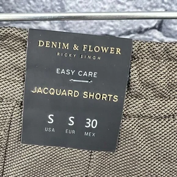 Denim & Flower Ricky Singh Jacquard Textured Shorts Mens Size Small 30 - Picture 4 of 8